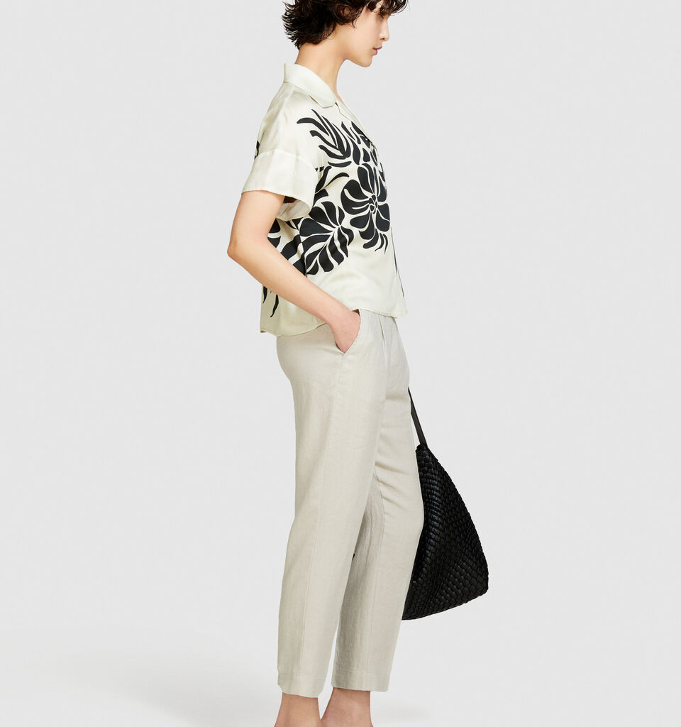 100% linen joggers - women's joggers - Creamy White | Sisley image number 2